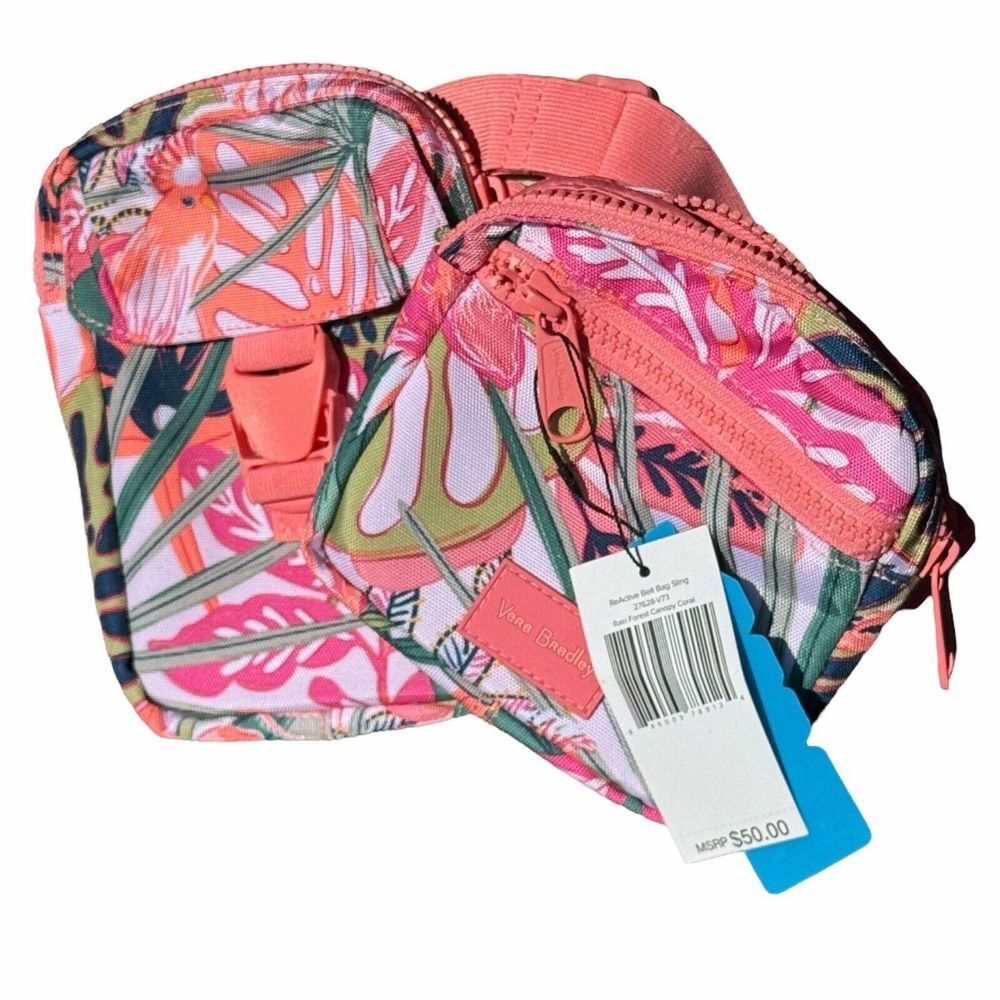 Vera Bradley Pink Tropical Print Crossbody Bag